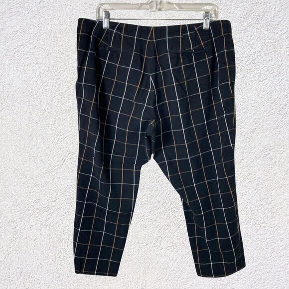 J Jill Pants 16P Women Black Gold Windowpane Check Stretch Career Holiday Office - Picture 2 of 13